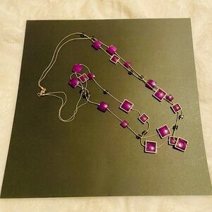 Purple/Gold Double-Strand Long Necklace